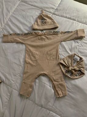 Burberry 3 piece sleeper set for baby